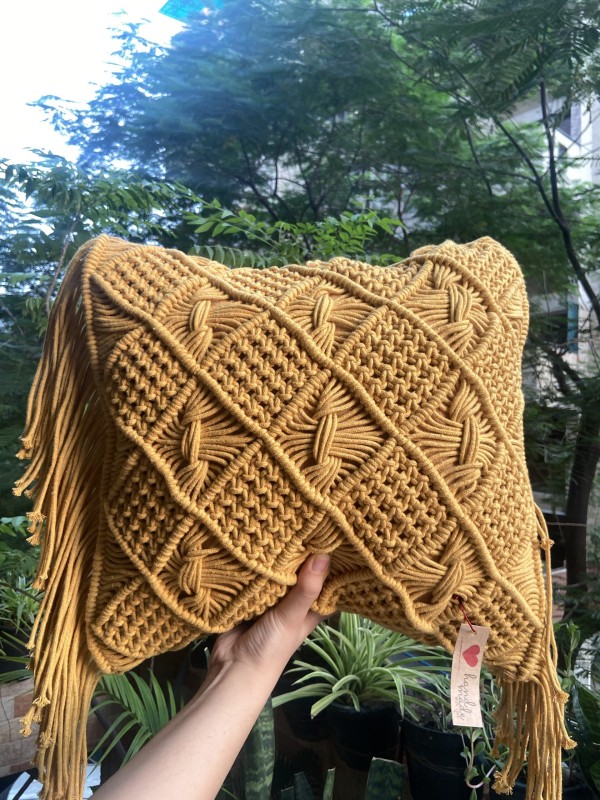 MACRAME CUSHION COVER - SUNSHINE